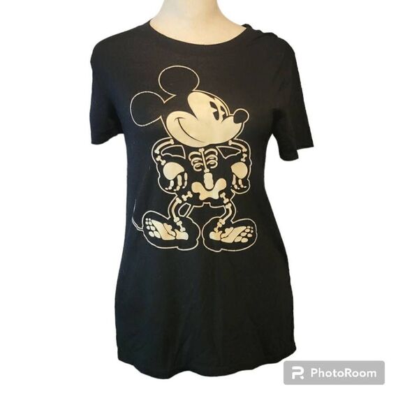 Disney Tops - Disney Halloween Mickey Mouse Skeleton T-shirt Size XS